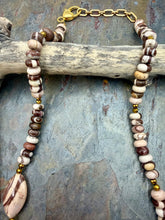 Load image into Gallery viewer, Brown Zebra Jasper Asymmetrical Jewelry Set
