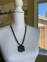 Load image into Gallery viewer, Serpentine and Green Quartz jewelry set with silver accents
