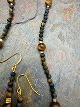 Load image into Gallery viewer, Tiger’s Eye Pendant Necklace and Earring Jewelry Set
