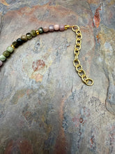Load image into Gallery viewer, Multi Tourmaline Stone Beaded Necklace with Petite Aventurine Pendant
