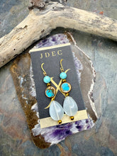 Load image into Gallery viewer, Magnesite and Copper Turquoise Stone Earrings with Cat’s Eye
