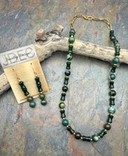 Load image into Gallery viewer, Green Botswana Agate and Quartz Stone Beaded Jewelry Set
