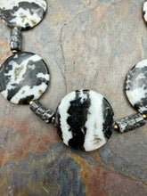 Load image into Gallery viewer, Black and White Zebra Jasper Stone Beaded Necklace
