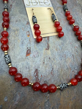 Load image into Gallery viewer, Red Quartz Stone Beaded Jewelry Set with Bone Beads
