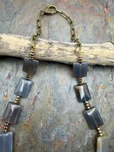 Load image into Gallery viewer, Gray Agate Stone Statement Beaded Necklace
