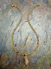 Load image into Gallery viewer, Citrine Stone Beaded Necklace with Rutile in Quartz Pendant
