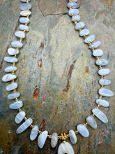 Load image into Gallery viewer, Blue Lace Agate Bib Style Pendant Necklace
