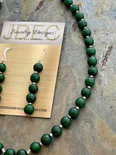 Load image into Gallery viewer, Serpentine and Green Quartz jewelry set with silver accents
