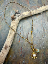 Load image into Gallery viewer, Freshwater Pearl Carabiner Clasp Necklace with Two Interchangeable Handmade Pendants
