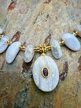 Load image into Gallery viewer, Blue Lace Agate Bib Style Pendant Necklace
