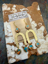 Load image into Gallery viewer, Natural Turquoise with Copper Arch Statement Earrings
