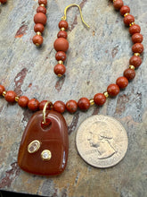 Load image into Gallery viewer, Carnelian Pendant Necklace and Earring Jewelry Set with Red Jasper beads

