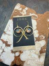 Load image into Gallery viewer, Natural Turquoise with Copper Earrings with Gold Plated Brass Hoop Charms

