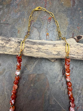 Load image into Gallery viewer, Nevada Fox Turquoise Beaded Necklace with Orange Orca Agate Stone
