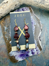 Load image into Gallery viewer, Burgundy Freshwater Pearl, Garnet and Czech Glass Earrings
