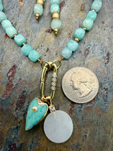 Load image into Gallery viewer, Multi Pendant Necklace and Earring Jewelry Set featuring Cubed Amazonite Beads
