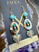 Load image into Gallery viewer, Agate Stone Earrings wirh Sleeping Beauty Turquoise, Magnesite and Czech Glass
