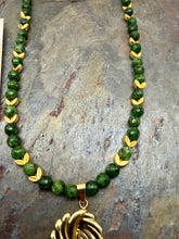 Load image into Gallery viewer, Faceted Green Serpentine Stone Beaded Necklace Set
