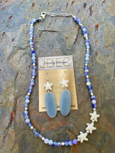 Load image into Gallery viewer, Moonlit Jade and Angelite stone Jewelry Set with crystal starfish pearl beads
