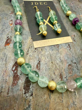 Load image into Gallery viewer, AAA Faceted Fluorite Stone Beaded Necklace with Earrings
