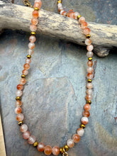 Load image into Gallery viewer, Orange Koi Jade Jewelry Set with Druzy Geode Pendant
