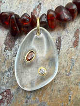 Load image into Gallery viewer, Ombre Amber Statement Necklace with Quartz Pendant
