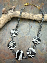 Load image into Gallery viewer, Black and White Zebra Jasper Stone Beaded Necklace
