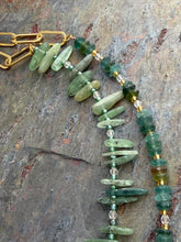 Load image into Gallery viewer, Green Kyanite and Ancient Roman Glass Interchangeable Necklace Set with Aventurine and FWP Pendants

