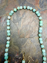 Load image into Gallery viewer, Multi Pendant Necklace and Earring Jewelry Set featuring Cubed Amazonite Beads
