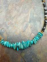 Load image into Gallery viewer, Zebra Jasper Beaded Necklace with Kingman Turquoise
