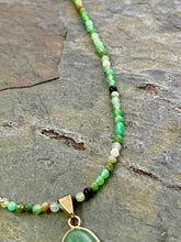 Load image into Gallery viewer, Green Aventurine stone pendant necklace with Chrysoprase be
