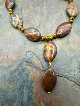 Load image into Gallery viewer, Red Wooden Jasper Beaded Y Necklace Jewelry Set
