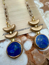Load image into Gallery viewer, Lapis Lazuli Stone Dangle Earrings with Czech Glass
