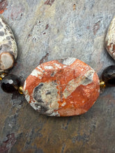 Load image into Gallery viewer, Orange Mushroom Jasper Statement Necklace with Smoky Quartz
