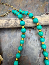 Load image into Gallery viewer, Magnesite and Czech Glass Jewelry Set with Turquoise Pendant

