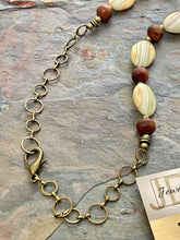 Load image into Gallery viewer, Green Onyx and Goldstone jewelry set with Chalcedony stone pendant
