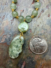 Load image into Gallery viewer, Prehnite and Mint Green Crystal Glass Pearl Pendant Necklace Set
