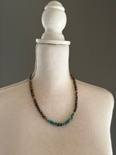Load image into Gallery viewer, Chocolate Freshwater Pearl Beaded Necklace with Nevada Fox Turquoise
