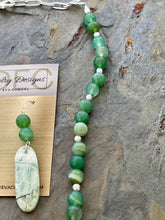 Load image into Gallery viewer, Green Botswana Agate and Saturn Chalcedony stone Jewelry Set
