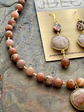 Load image into Gallery viewer, Leopard Skin Jasper pendant necklace jewelry set
