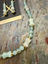 Load image into Gallery viewer, Aqua Quartz Stone Beaded Necklace and Earring Set

