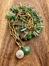 Load image into Gallery viewer, Green Kyanite and Ancient Roman Glass Interchangeable Necklace Set with Aventurine and FWP Pendants
