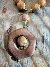 Load image into Gallery viewer, Wood Grain Jasper Stone Statement Pendant Necklace Set
