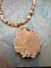 Load image into Gallery viewer, Orange Koi Jade Jewelry Set with Druzy Geode Pendant
