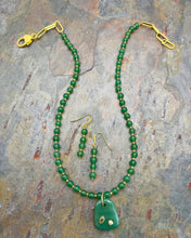Load image into Gallery viewer, Green Aventurine Pendant Necklace and Earring Jewelry Set
