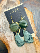 Load image into Gallery viewer, Green Jasper Statement Earrings
