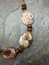 Load image into Gallery viewer, Mushroom Jasper and Tiger’s Eye Stone Statement Necklace
