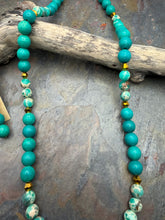 Load image into Gallery viewer, Magnesite Stone Beaded Necklace and Earring Set
