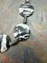 Load image into Gallery viewer, Black and White Zebra Jasper Stone Beaded Necklace
