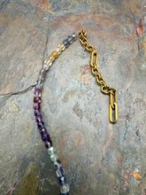 Load image into Gallery viewer, Fluorite Beaded Necklace with Heart Shaped Amethyst Pendant
